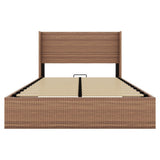 Large grooved undulating lift storage bed frame, wooden platform bed frame with lift storage, no W1858P307153