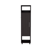 Cluster 63" Tall Wardrove One-Door Cabinet with Mirror, Three Shelves, Casters and Hanging Rod, B070P210733