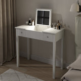 ZNTS Chic White Vanity Table with LED Lights, Flip-Top Mirror and 2 Drawers, Jewelry Storage for Women W760P152316