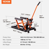 VEVOR Steel Hydraulic Motorcycle Stand, 1500 LBS ATV Scissor Lift, 4.7"-15" Scissor Lift T3342P311691