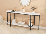 Console Table 2 Tier Narrow Entryway Table with Storage Shelves Faux 15845254