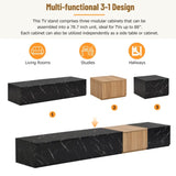 ON-TREND TV Stand with Faux Marble and Walnut Wood Grain Finish for TVs up to 88'', Modern WF320812AAB