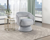 ZNTS Modern Luxury Swivel Accent Chair 1pc Gray Velvet Upholstery Solid Wood Stylish Home Furniture B011P283813