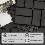 Patio Interlocking Deck Tiles, 12"x12" Square Composite Decking Tiles, Four Slat Plastic Outdoor W1859P184896