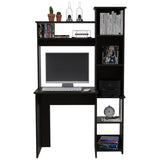 ZNTS Black Wengue 6-Shelf Writing Desk with Built-in Bookcase B06280294