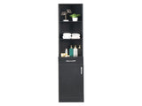 MDF With Triamine One Door One Drawer Three Compartments High Cabinet Bathroom Wall Cabinet Black 01749391