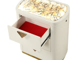 La Pierre Modern Style 3-Drawer Night stand Made with Wood and Gold Accents in Beige B009P270815