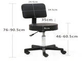 Round Shape Plastic Adjustable Salon Stool with Back Black 42012977