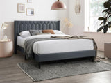 Modern Eye-Catching 1pc Queen Size Bed Charcoal Burlap Fabric Unique Diamond Design Headboard B011P238958