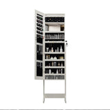 Standing Jewelry Cabinet Armoire with Full Length Mirror, Lockable Storage Cabinet, Interior Mirror, W3406P340443
