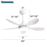 42 Inch Ceiling Fan with Light and Remote Cotnrol 6 Speeds DC Reversible Motor W934P230463