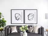 Set of 2 Modern Abstract Wall Art, Square Framed Wall Art, 31.5" x 31.5" W2078130287