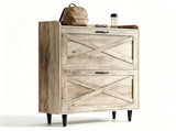 2-Drawer Top-Mounted Barn Door Shoe Cabinet Melamine Board Embossed MDF Shoe Cabinet 60682499