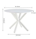 42.1"WHITE Table Mid-century Dining Table for 4-6 people With Round Mdf Table Top, Pedestal Dining W234122455