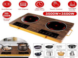 7000W Double Burner Electric Cooktop 110V, 2x3500W Rapid Heating Hot Plate with 4 Preset Modes 00759655