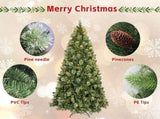 7FT PreLit Artificial Christmas Tree, 1355 Tips PEBlossomTipped Pine Needle & PVC Tree, 500L Warm T3637P598706