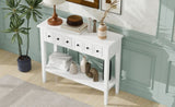 TREXM Rustic Console Table with Open Shelf, Rubber Wood Legs, Ideal for Entryways, Living Rooms, and N715P205077K