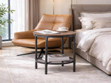 Round 2-Tier Side Table, 19.7" x 19.7" x 24", Melamine MDF & Metal Frame, 45187043