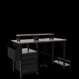 47.27"office desk with power outlet, 2 Monitor Stands and USB Ports,Gaming Desk with Storage W2887P239380
