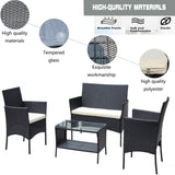 4 PC Rattan Patio Furniture Set Outdoor Patio Cushioned Seat Wicker Sofa W20985037