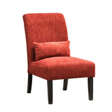 Pisano Contemporary Chenille Fabric Armless Accent Chair with Pillow, Red T2574P164517