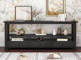 3 Tier Vintage Solid Console Table with 3 Drawers and Shelves, Industrial Console Table Coffee Table 10966810