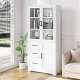 3 doors 3 drawers 5 layers Triamine board veneer 78*38.5*170cm display cabinet white N001 52480970