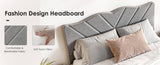 Queen Size Modern Platform Bed Frame with Upholstered Headboard & Wooden Slats - No Box Spring W2889P272590