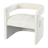 Modern Velvet Accent Chair with Ribbed Detail, Luxury Curved Fully Upholstered Accent Chair, Ivory N765P186032W