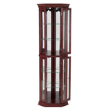 Corner Curio Cabinet with Lights, Adjustable Tempered Glass Shelves, Mirrored Back, Display W1693P165015