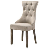 Beige and Reclaimed Grey Tufted Back Side Chairs B062P182696