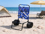 Heavy Duty Beach Dolly with 10" Big Wheels, 15.4" x 15.7" Cargo Deck, 69LBS Folding Sand Cart for 07876178