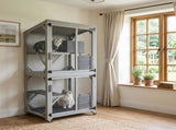 71.2" Tall Outdoor Cat Enclosure Catio with Wheels, Wooden Cat Cage, Multi-Level Cat House with 54082704
