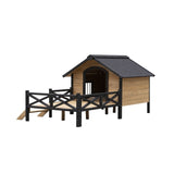 ZNTS Outdoor Large Wooden Cabin House Style Wooden Dog Kennel with Porch W21951579