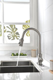 Single Handle High Arc Pull Out Kitchen Faucet,Single Level Stainless Steel Kitchen Sink Faucets TH9013NS-8