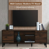Mid Century TV Stand 2 Cabinets, Media Console Table for TVs up to 70'', Entertainment Center N710P190046Q