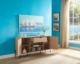 Buffet with Metal Legs with Two Door One Drawer Six Shelves - Light Brown & Black B107P147851