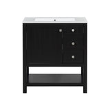 30inch Transitional Style Bathroom Vanity Cabinet Combo with Ceramic Sink,Soft Close Door N729P171882B