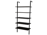 5-layer wall-mounted household steel-wood shelf, density board, iron frame, 61*30.5*182.88cm, black 64446382