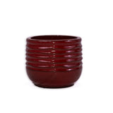 Handmade Glazed Ceramic Planter Set of 3, 15/11/8 Inch Diameter, Horizontal Groove Pattern, for W3273P321467