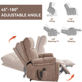 Brown Heat Massage Dual Motor Infinite Position Up to 350 LBS Large Electric Power Lift Recliners W1803P264024