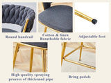 Two-piece rotating swivel chair, Dark gray cotton linen soft seat, golden metal legs, rust-proof W2920P281916