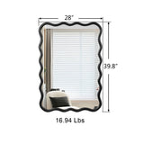 Solid Wood Wavy Rectangle Mirror-Black 40" x 28" Modern Mirror Wall Decor for Bathroom, Bedroom, W1445P189614