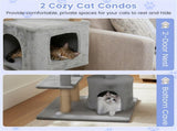 64" Light Gray Cat Tower with Plush Perches & 3 Dangling Balls, Jute Scratching Posts & Anti-Tipping 52858921