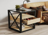 1 piece Modern End Table with Drawer - Nightstand for Bedroom & Living Room, Natural Wood MDF & W241P246913