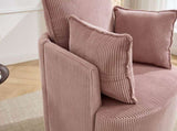 Pink Swivel Accent Chair,Round Swivel Barrel Chair,Armchair Upholstered Living Room Chair Corduroy W2120P293678
