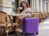 ABS Trolley Case 20in 24in 28in 3PCS Suitcase Set Vertical Striped Frosted Case Suitcase Purple 89769441