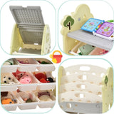 Kids Bookshelf Toy Storage with 17 Bins and 5 Bookshelves, Multi-functional Nursery PP300106AAF