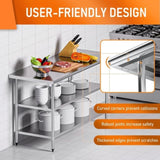 Stainless Steel Table for Prep & Work 24" X 60" inches with 2 Adjustable Shelf, Commercial W1192P301431