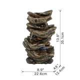 9x5x14" Indoor Brown Wood-Look Water Fountain, 4-Tier Polyresin Cascading Wood Tabletop Fountain W2078124474